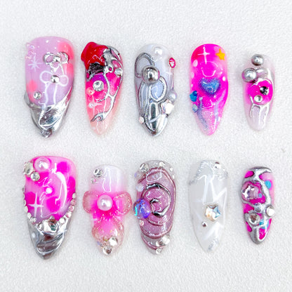 Cyber Bubblegum Nails
