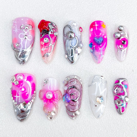 Cyber Bubblegum Nails