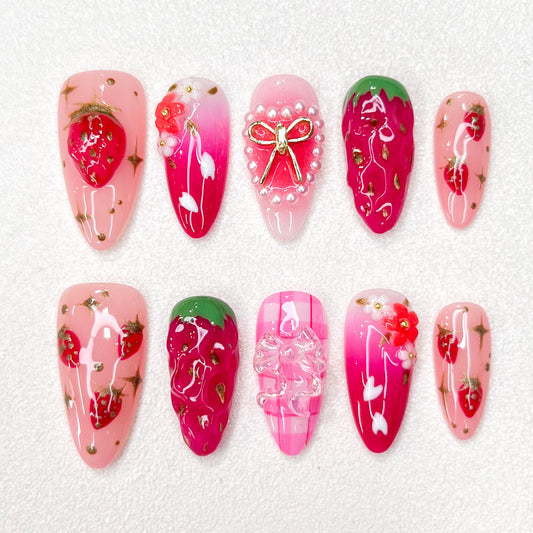 Strawberry Fizz Nails