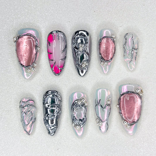 Chrome Blush Nails