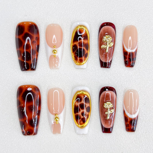 Tortoiseshell Rose Nails