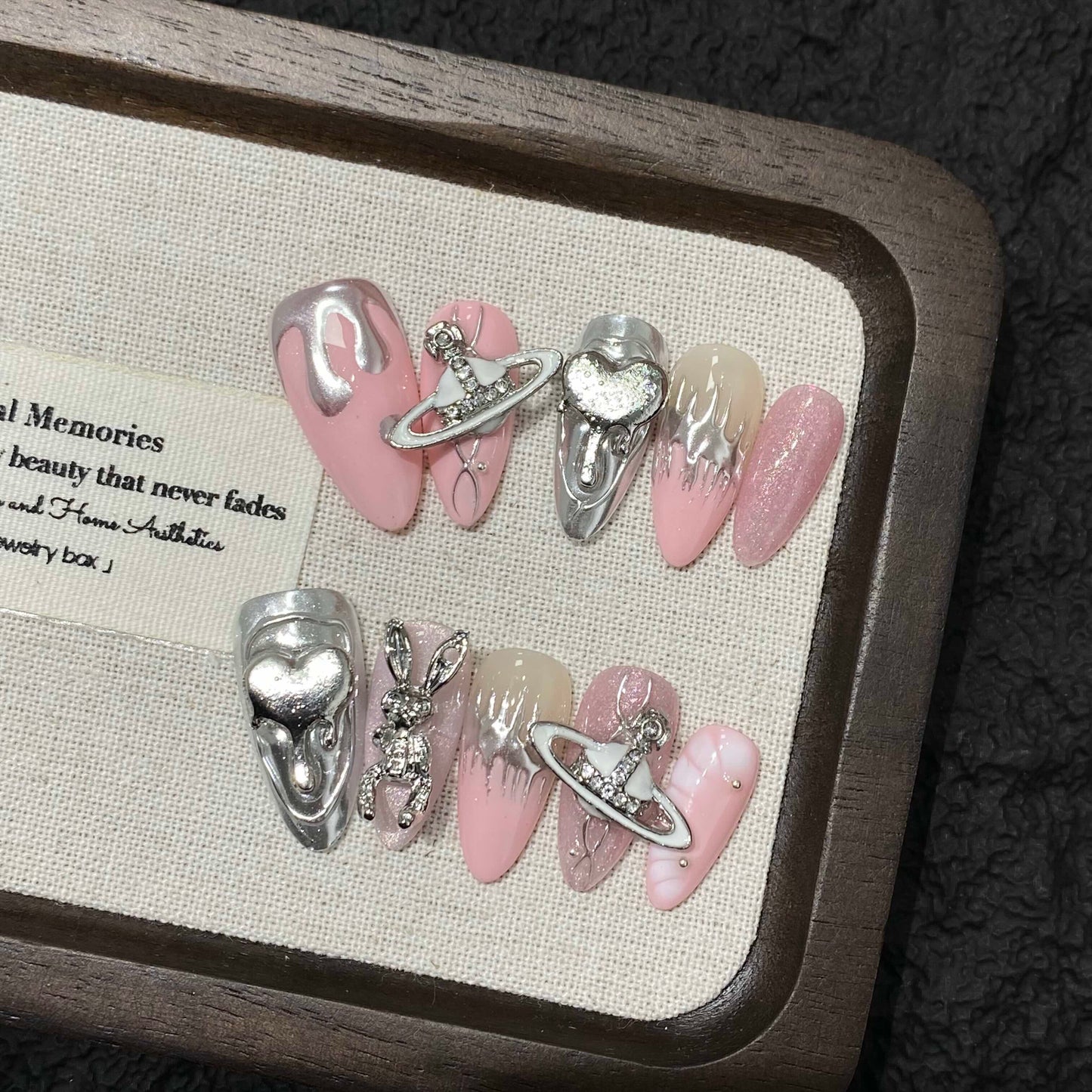 Pink Chrome Galaxy Nails