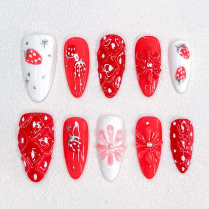 Strawberry 3D Nails