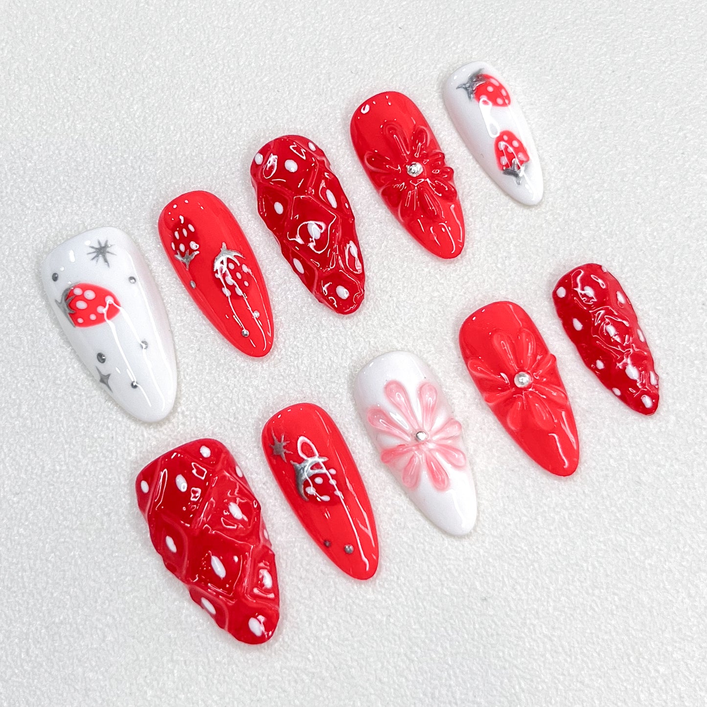 Strawberry 3D Nails