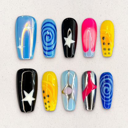 Neon Galaxy Nails